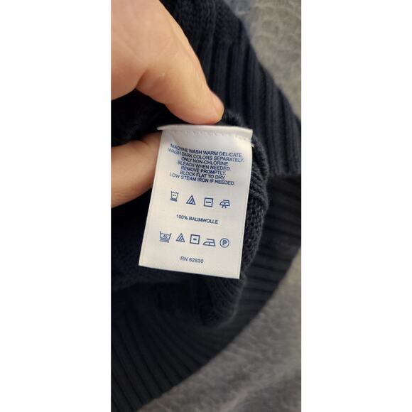 Lands' End Blue Cable Knit Drifter Sweater 100%‎ Cotton 1/4 Zip Mens Size XL - Picture 6 of 7